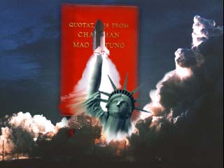 (Space shuttle getting libertys arm up its ass.)